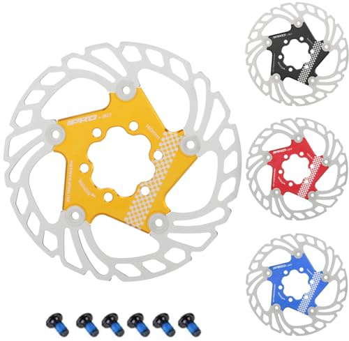 CYSKY Fahrrad Bremsscheibe mit 6 Schrauben 140mm/160mm/180mm/203mm CNC-gefräste Edelstahl Schwimmend Gelagerten Bremsscheiben für ebike, Rennrad, MTB, BMX, Fatbike, Gravel bike (Golden, 140mm)