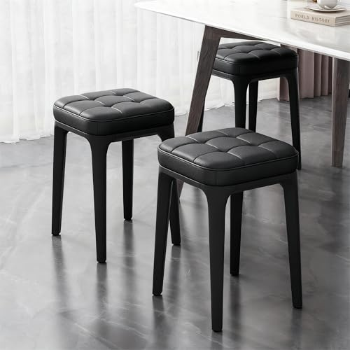 Wefrib Barhocker-Set mit 2 Stück, rückenfreie Hocker in Gegenhöhe, industrielle stapelbare Barstühle mit Fußstütze für Küche/Esszimmer/Bistro/Terrasse (Schwarz 9)