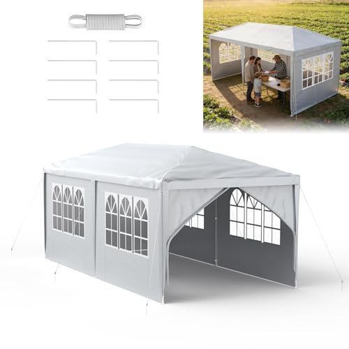 ACXIN Trädgårdspaviljong 3 x 6 m med 6 sidodelar, vattentätt festtält, stabil stålram, solskydd och väderbeständig, Oxford-tyg, trädgårdspaviljong eller grillpaviljong för fest och camping, grå