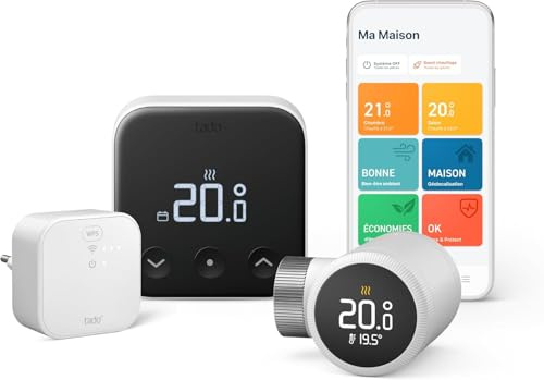 tado° Termostato Inteligente X, Starter Kit con Bridge X | Termostato con cable, aplicación y altavoz inteligente, Alexa, Siri, Google Assistant, fácil instalación