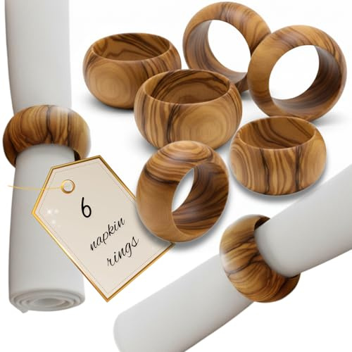 Bethlehem Olivenholz Serviette Ringe – Set von 8 (Ring ist 4,6 cm im Durchmesser und 2,3 cm hoch)