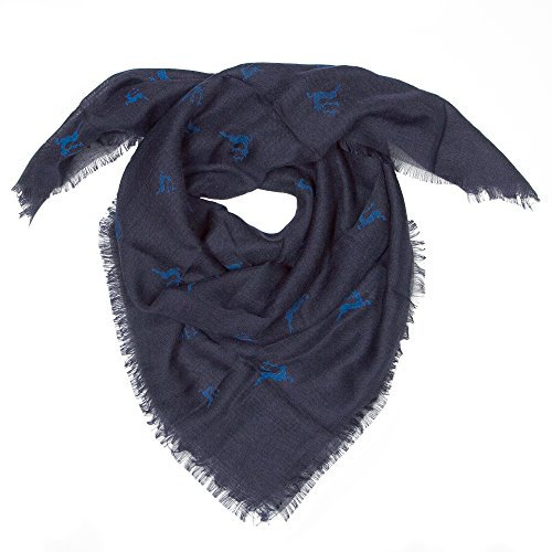 Enzianblau Trachten: Tuch Uni mit Hirschen, Trachtentuch für Damen und Herren, Oktoberfest Tuch, versch. Farben (Marine)