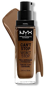NYX Professional Makeup Can't Stop Won't Stop Full Coverage Foundation, Langanhaltend, Wasserfest, Vegane Formel, Mattierter Teint, Farbton: Deep sable