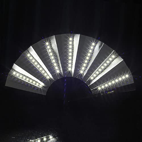 Chaies Faltbarer -Fächer Mit Licht, Batteriebetriebene Led Großer Faltventilator - Großer Faltbarer Fächer Für Raves, Performance-Show- -Fan, Tanz-Fan, Faltventilator Handfaltventilator Handfächer