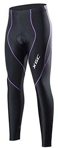 XGC Women's Long Cycling Pants Trousers Bike Pants Trousers Tights Legging With High-Density High-Elasticity And Highly Breathable 4D Sponge Padded (Violet, L)