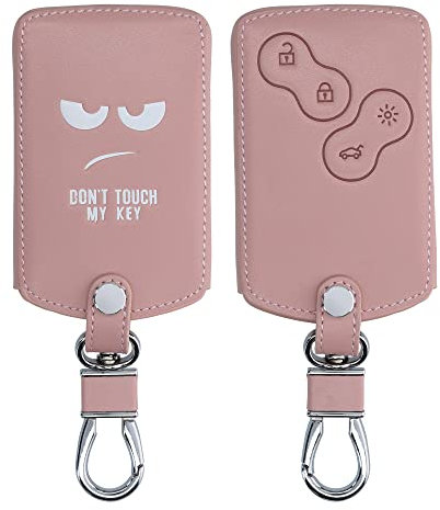 kwmobile Autoschlüssel Hülle kompatibel mit Renault 4-Tasten Autoschlüssel Karte (nur Keyless Go) - Kunstleder Schutzhülle Schlüsselhülle Don't Touch My Key Weiß Rosegold