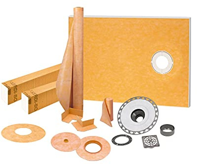 Schluter Kerdi 38-Inch X 60-Inch Off-Center Shower Kit with Stainless Steel Drain