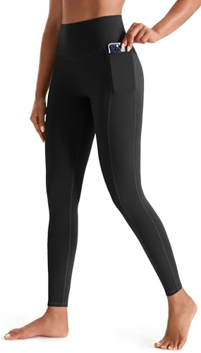 JOYSPELS Women's Gym Leggings with Pockets - High Waisted Tummy Control Full Length Yoga Pants for Workout, Running, Daily Leisure Black M
