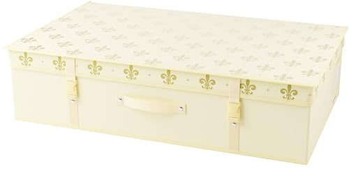 HANGERWORLD - Große elfenbeinfarbene Aufbewahrungsbox für Brautkleid mit Deckel, goldfarben, Fleur de Lis