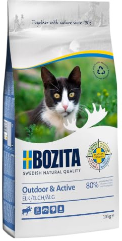 Bozita Outdoor & Active Nourriture sèche pour Chat avec élan – 2000 g – Nourriture sèche pour Chats Actifs et sensibles – 30% de protéines, 20% de matières Grasses – sans Sucre ni génie génétique