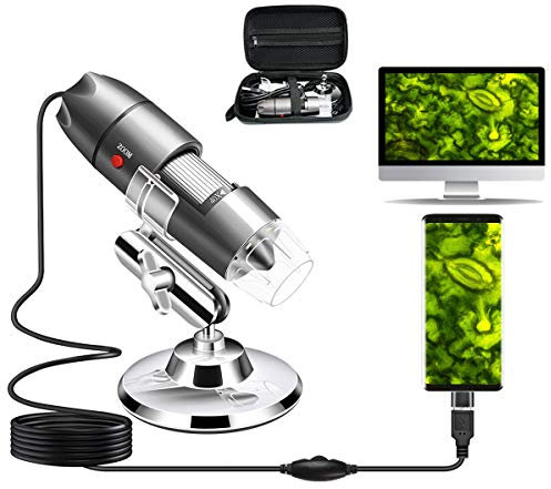 USB-Mikroskop-Kamera, 40x bis 1000x, Digitales Mikroskop mit Metallständer und Tragetasche, Kompatibel mit Android Windows 7, 8, 10, 11, Linux, Mac, Tragbare Mikroskop-Kamera