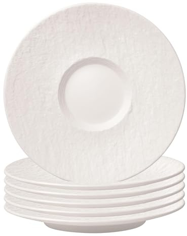 CreaFlor Home Villeroy & Boch Manufacture Rock Bianco - Set di 6 piattini da caffè al latte, 17 cm, colore: Bianco