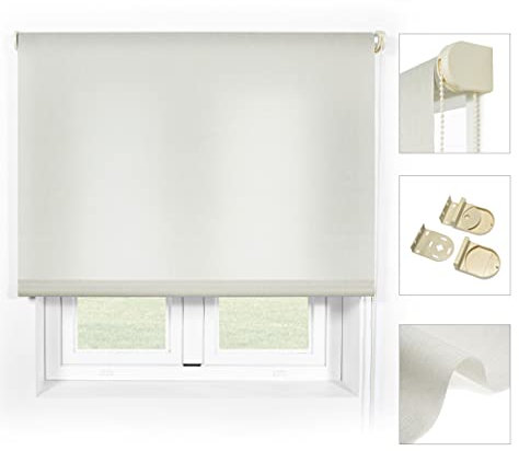 Blindecor Ara Premium | Hochwertiges durchscheinendes glattes Rollo - Stein, 140 x 190 cm (BxH) | Stoffgröße 137 x 185 cm . Rollos premium für fenster