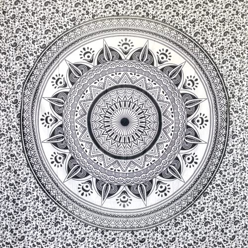 MOMOMUS Großes Strandtuch XXL Sandfrei - Mit Mandala-Motiv - Ideal als Pareo, Strandtuch Groß Sandabweisend oder Strandlaken XXL - Schwarz, 210x230 cm