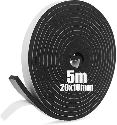 SDLDEER Moosgummi Selbstklebend Dichtungsband Selbstklebend Schaumstoff Klebeband für Fenster Türdichtungen Siegel Anti-Kollision Schalldämmung (20mm(B) x10mm(D) x5m(L))