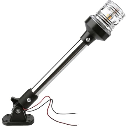 Marinexplore Stern Light - White LED Anchor & Bimini Top Lights for Pontoon & Fishing Boats, 3NM, 1224V, 12''
