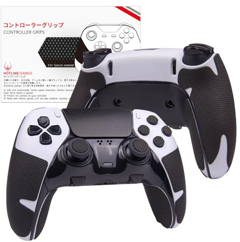 HOTLINEGAMES Controller Grips Compatible with PS5 Dualsense Edge, PlayStation 5 Controller Accessories, Skin Kit, Anti-Slip Grip Tape, Sweat-Absorbent, Easy to Apply (Handle Grips+Buttons+Triggers)