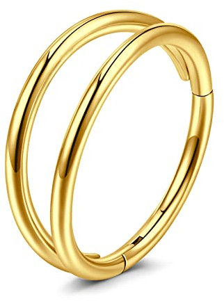 VFUN 16G 316L Edelstahl Hinged Clicker Ring Piercing Septum Nase Anilli Damen Herren CZ Inlaid Kugel Piercing Ohr Knorpel Helix 8-10 mm, Edelstahl, legierter Stahl