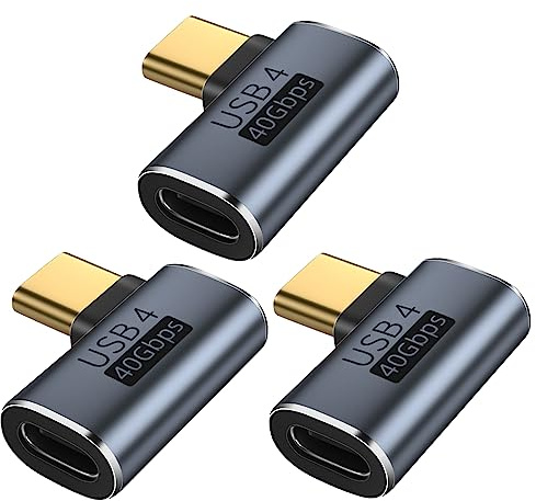 Seminer USB C Stecker auf Buchse Adapter (3 Stück), USB C 90 Grad | Abgewinkelter Adapter Typ C Adapter Datenübertragungsstecker Kompatibel für Samsung, MacBook und weitere USB-C Geräte