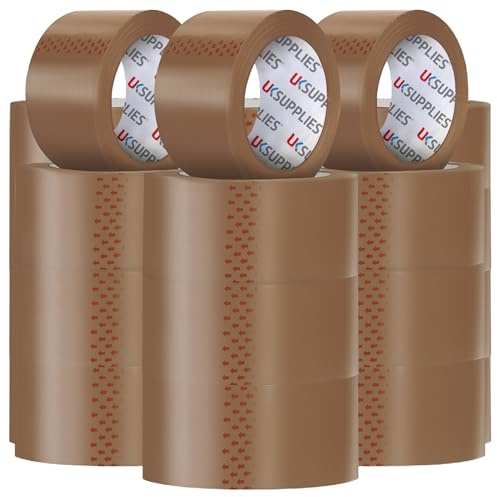 UK SUPPLIES LIMITED 60 Rolls LOW NOISE Premium Brown Packaging Tape (All Pack Sizes) 48MM X 66M Extra Strong Secure Sticky Adhesive Durable Parcel Sealing Tape for Packing Boxes & Moving Houses