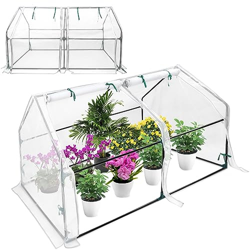 XMTECH Gewächshaus Tomatengewächshaus Glasfaser 180x90x90cm, Gartengewächshaus mit aufrollbarer Reißverschlusstür, Insektensicher,Atmungsaktiver, Weiß