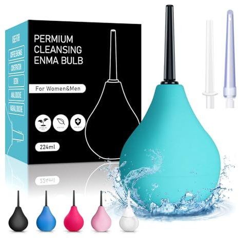 MyDusche Poire Lavement Intime Anus Rectale - Douche Intime Périnée 224ML, Poire a Lavement avec 2 Embouts Supplémentaires, Lavement Colon et Intestins, Douches Anale et Vaginale Sans BPA, Vert