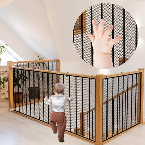 Red de seguridad para escalera de 300 x 90 cm, malla de protección para escalera, valla de 3 metros, para niños y mascotas, color negro