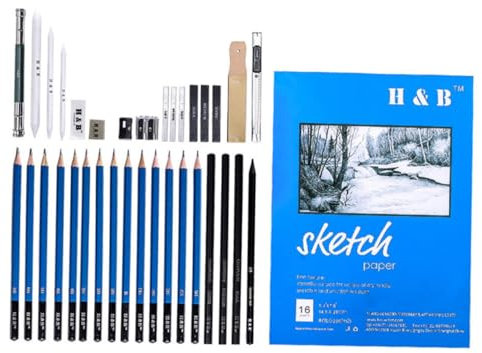 LALAFINA 35stücke Teiliges Zeichenstiftset Holzstifte Mit Aufbewahrungstasche Skizzierstift-sets Für Künstler Und Studenten