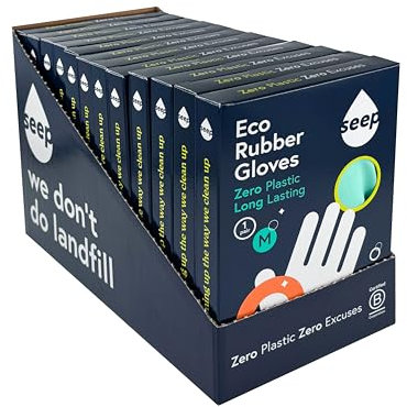 SEEP Eco Large Kitchen Gloves 12 Pack- Biodegradable Multi-purpose, Household Cleaning, Washing Up Gloves Made Using Biodegradable Rubber - FSC & Fair-trade Certified