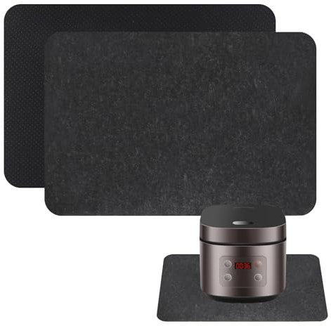 TOKSEO 2 Stück Feuerfeste Unterlage, Filz Hitzeschutzmatte, Küche Arbeitsplatte Anti-Rutsch Küche Arbeitsplatte Hitzeschutzplatte für Kaffeemaschinen, Toaster, Luftfritteuse(30x45cm, Schwarz)