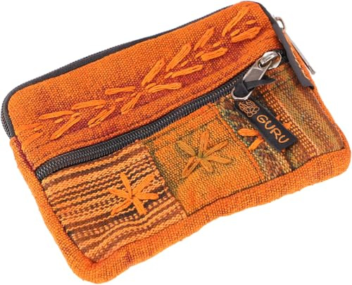 GURU SHOP Ethno Patchwork Portemonnaie, Geldbeutel, Mäppchen - Orange, Unisex - Erwachsene, Baumwolle, 11x16x1 cm