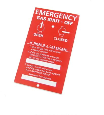Catering Parts UK Propane Gas Emergency Cut Off Plastic Sign, Red, 170mm x 100mm, Minimalist Red Rectangle