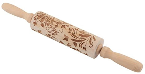 LABRIMP Nudelholz Mit Floralem Muster Antihaft Teigroller Für Fondant Kekse Pizza Und Pasta Backzubehör Für Küche Und Bäckerei Langlebig Und Vielseitig Einsetzbar