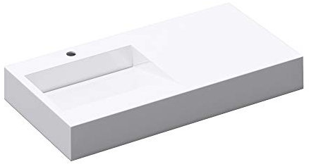 Mai & Mai Lavabo Suspendu Blanc Vasque à Poser avec Partie Rangement Lave Mains Rectangulaire Col11 100x50x13cm