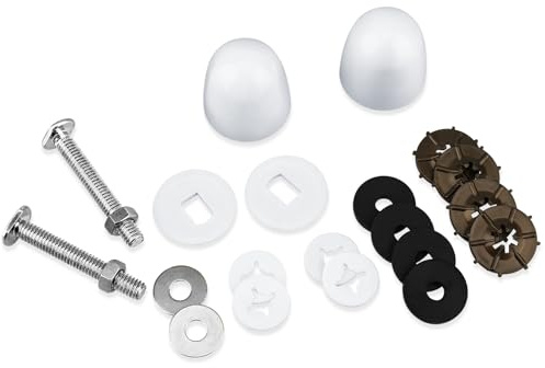 Toilet Floor Bolts and Caps Set, Universal Toilet Flange Repair Kit Solid Brass Toilet Fixing Bolts and Nuts Set American Standard Toilet Parts Including Toilet Bolt Caps Closet Bolts and Washers