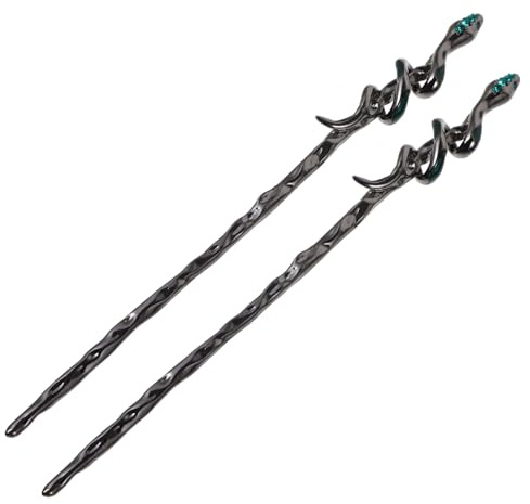BELLIFFY 2pcs Snake Hair Accessories Hair Chopsticks for Buns Decorated with Rhinestone Zinc Alloy for Women Girls Suitable for Weddings and Birthdays