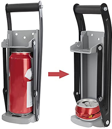 Tunejoy Trituradora de Latas Montada en Pared Aplastador de Latas de Cervezas con Abridor de Botellas Herramienta para Reciclar Latas de Aluminio 33 x 9.5 cm