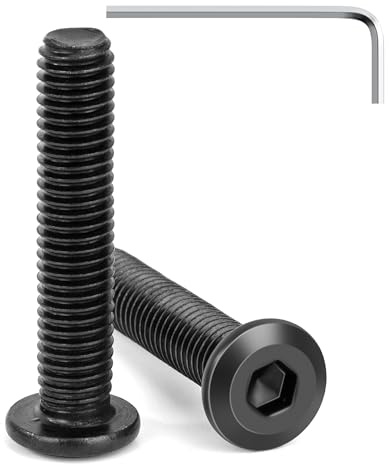 Tunejoy Flachkopfschrauben Schwarz M8 x 40 mm Flachkopf Schrauben Edelstahl A2 V2A Möbelschrauben Innensechskant Vollgewinde mit Inbusschlüssel 20 Stück