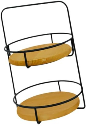 Milageto Supporto per Torta a 2 Piani, Supporto per Cupcake, Organizer per Oggetti di Scena, Vassoio da Portata in Metallo, Supporto per Torta a più Livelli, Rosso Marrone