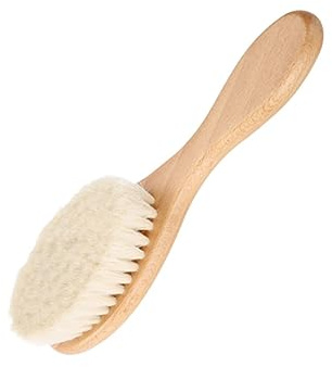Gebogene Bartbürste und Wolle für Dusche und Barbershop | Beige Ausführung, für Kinder und Herren, Hohe Stoßfestigkeit, Angenehme Handhabung