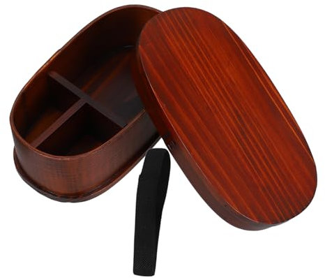 EXHUMKY Fiambrera Japonesa de Madera Contenedor de Comida Caja Bento para Picnic Ligera y de Transportar para Estudiantes Almuerzo Casa y Oficina