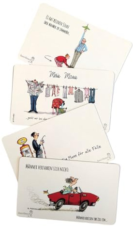 4 Frühstücksbrettchen by Sweetdesign mit Motiven von Barbara Freundlieb MÄNNER, Brettchen Schneidebrett, ca. 14,8 x 23,4 cm