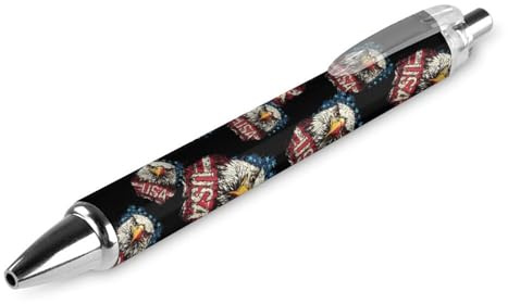 FJQWKLF Kugelschreiber mit Adler-Flagge und USA-Motiv, einziehbar, blaue Tinte, 0,5 mm feine Spitze, Schreibstift, Bürobedarf, 1 Stück