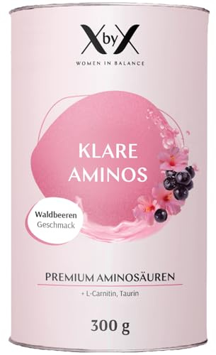 XbyX Klare Aminos Waldbeere EAA Pulver | Premium Aminosäuren Komplex hochdosiert | Protein Nahrungsergänzung Muskelaufbau¹ | Vegan & laktosefrei | Kalorienarm & ohne Zuckerzusatz | 300g | 30 Portionen