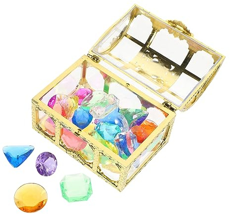 Garneck Gemme Acriliche per Immersioni in Piscina, Giocattolo a Forma di Cuore con Scatola Pirata, Set 26 Elementi