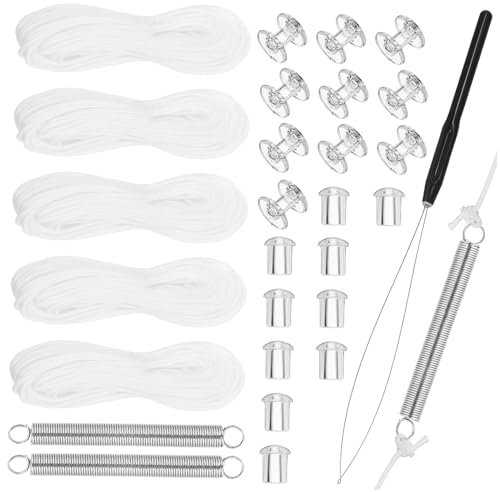 NOLITOY Rv Pleated Shade Repair Kit Window Blind Restringing Tool, White Honeycomb Blinds Replacement Parts Set for Camper and Trailer Window Shades, 5pcs Accessory Kit