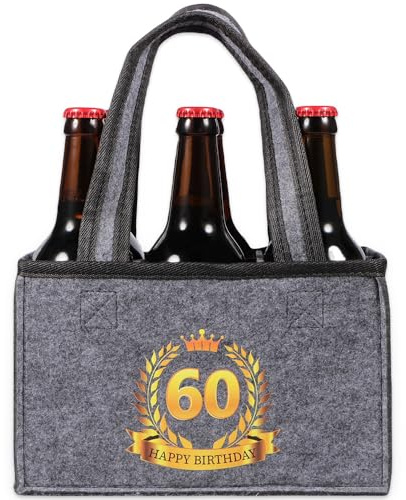 Geschenk 60 Geburtstag Mann - Lustiges Geburtstagsgeschenk Männer 60 Jahre | Geschenk für Männer, Ehemann & Papa - Männerhandtasche Bier Flaschenträger für 6 Bierflaschen