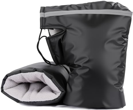 Dulynva Gants de Guidon Universels, Gants Moto Hiver, Manchons de Guidon Thermo-Isolants Hiver Imperméables et Anti-Vent, Manchons pour Moto et Scooter, Noir