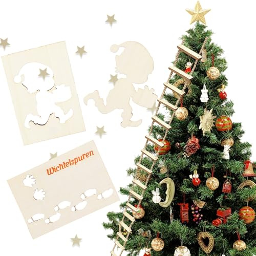 Moiuguli Wichtel Schablone, Robust Schablone Fußabdrücke Einfache Handhabung, Wichtel zubehör Weihnachten Weihnachtsstimmung verbreiten, Wichtel Leiter für Fußböden Fensterdekoration