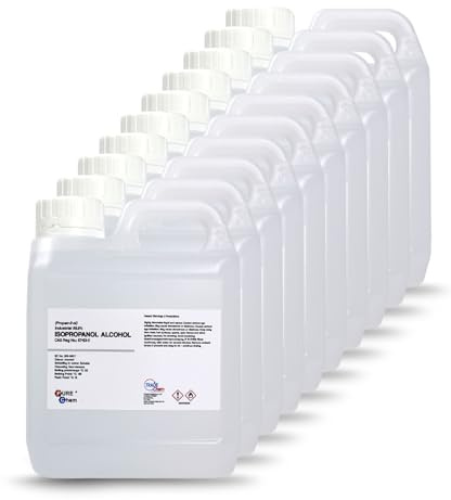 Isopropanol Alcohol IPA 99.99% 10 x 1L | Rubbing Alcohol for Cleaning and Disinfecting | Isopropanol Solvent for Electronics, Windows, Apliances & 3D Printers
